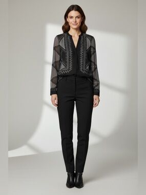 Sanctuary Long Sleeve Sheer Blouse Black Size Small